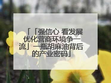 「强信心 看发展 优化营商环境争一流」一瓶胡麻油背后的产业密码