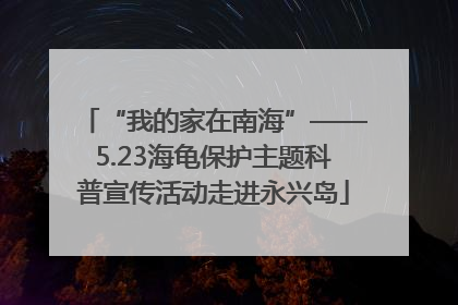 “我的家在南海”——5.23海龟保护主题科普宣传活动走进永兴岛