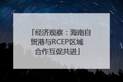 经济观察：海南自贸港与RCEP区域合作互促共进