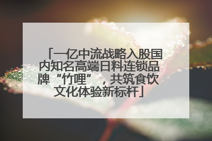 一亿中流战略入股国内知名高端日料连锁品牌“竹哩”，共筑食饮文化体验新标杆