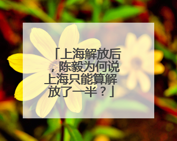 上海解放后，陈毅为何说上海只能算解放了一半？