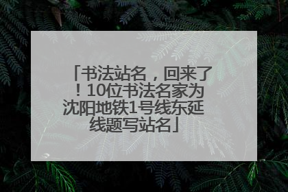 书法站名，回来了！10位书法名家为沈阳地铁1号线东延线题写站名