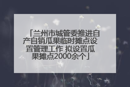 兰州市城管委推进自产自销瓜果临时摊点设置管理工作 拟设置瓜果摊点2000余个