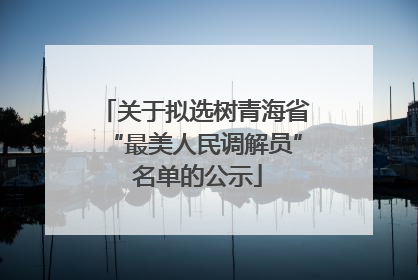 关于拟选树青海省“最美人民调解员” 名单的公示