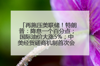 再施压美联储！特朗普：降息一个百分点；国际油价大涨5%；中美经贸磋商机制首次会议在英国伦敦举行；6499元起，华为发布新款手机丨每经早参