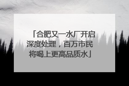 合肥又一水厂开启深度处理，百万市民将喝上更高品质水