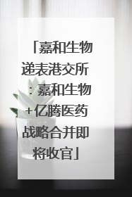 嘉和生物递表港交所：嘉和生物+亿腾医药战略合并即将收官