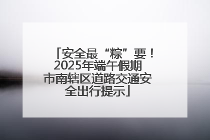 安全最“粽”要！2025年端午假期市南辖区道路交通安全出行提示