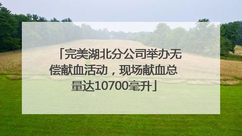 完美湖北分公司举办无偿献血活动，现场献血总量达10700毫升