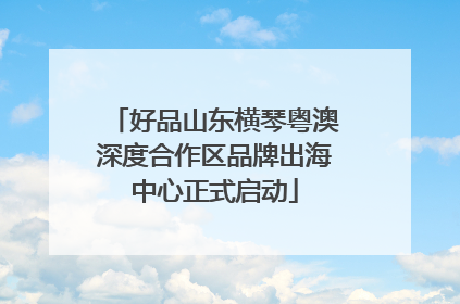 好品山东横琴粤澳深度合作区品牌出海中心正式启动