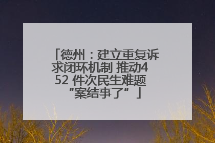 德州：建立重复诉求闭环机制 推动452 件次民生难题 “案结事了”