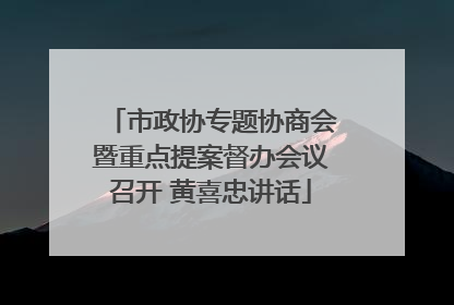 市政协专题协商会暨重点提案督办会议召开 黄喜忠讲话