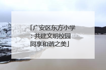 广安区东方小学：共建文明校园 同享和谐之美