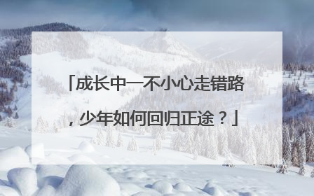 成长中一不小心走错路，少年如何回归正途？