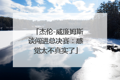 杰伦-威廉姆斯谈闯进总决赛：感觉太不真实了