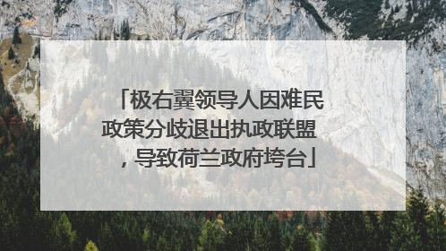 极右翼领导人因难民政策分歧退出执政联盟，导致荷兰政府垮台