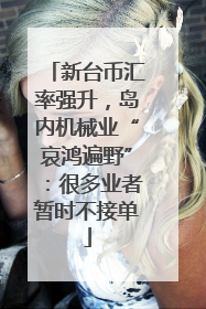 新台币汇率强升，岛内机械业“哀鸿遍野”：很多业者暂时不接单