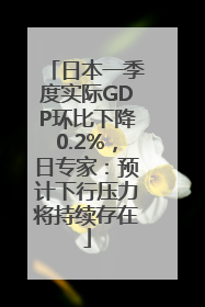 日本一季度实际GDP环比下降0.2%，日专家：预计下行压力将持续存在