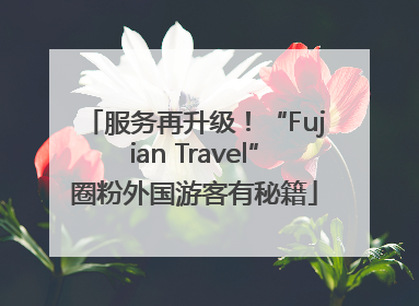 服务再升级！“Fujian Travel”圈粉外国游客有秘籍