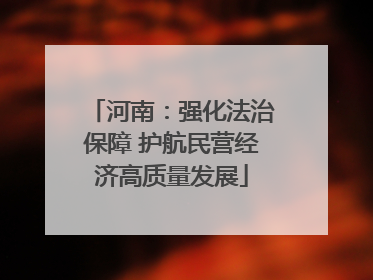 河南：强化法治保障 护航民营经济高质量发展