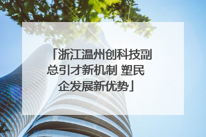 浙江温州创科技副总引才新机制 塑民企发展新优势