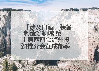 涉及白酒、装备制造等领域 第二十届西博会泸州投资推介会在成都举行丨数读西投