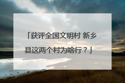 获评全国文明村 新乡县这两个村为啥行？