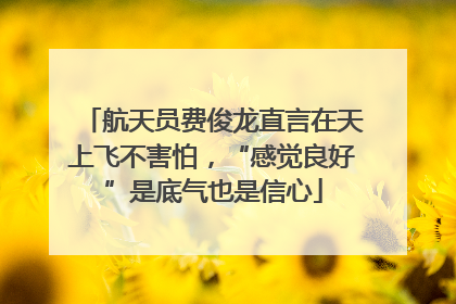 航天员费俊龙直言在天上飞不害怕，“感觉良好”是底气也是信心