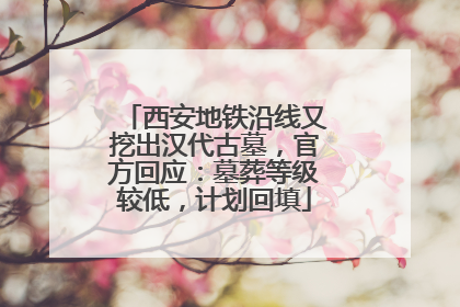 西安地铁沿线又挖出汉代古墓，官方回应：墓葬等级较低，计划回填