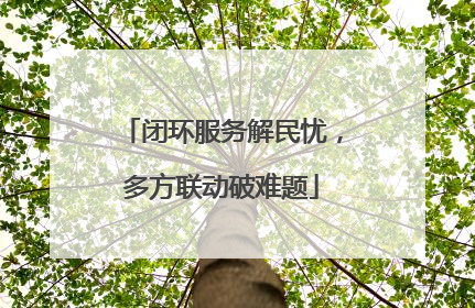 闭环服务解民忧，多方联动破难题