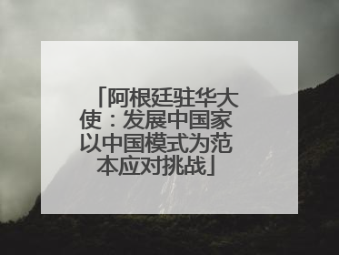 阿根廷驻华大使：发展中国家以中国模式为范本应对挑战