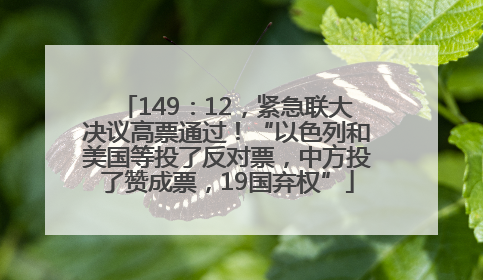 149：12，紧急联大决议高票通过！“以色列和美国等投了反对票，中方投了赞成票，19国弃权”